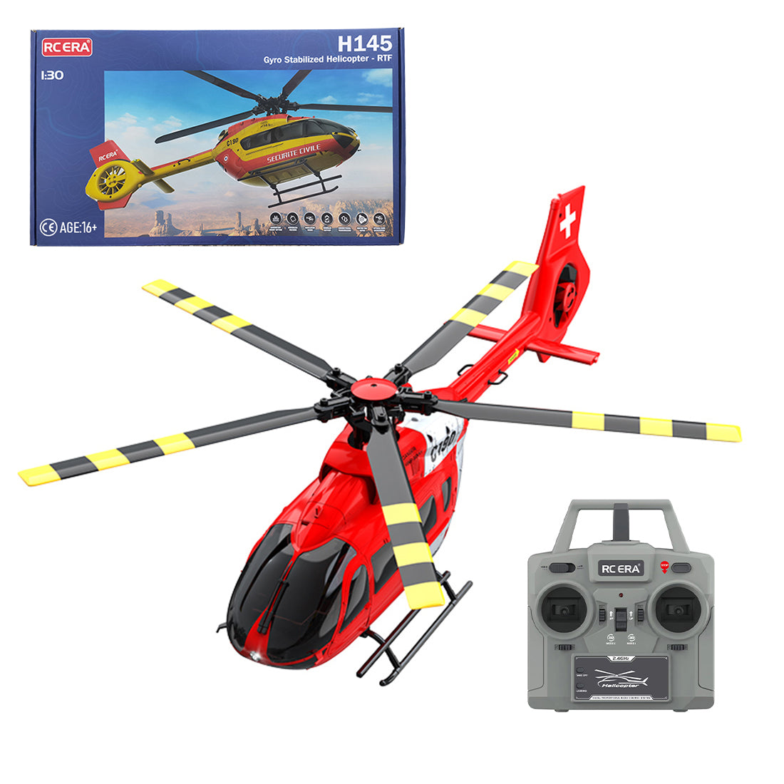 C190 1/30スケール H145 ヘリコプター 2.4G 6CH 単ローター ジャイロ飛行機モデル（RTF版）