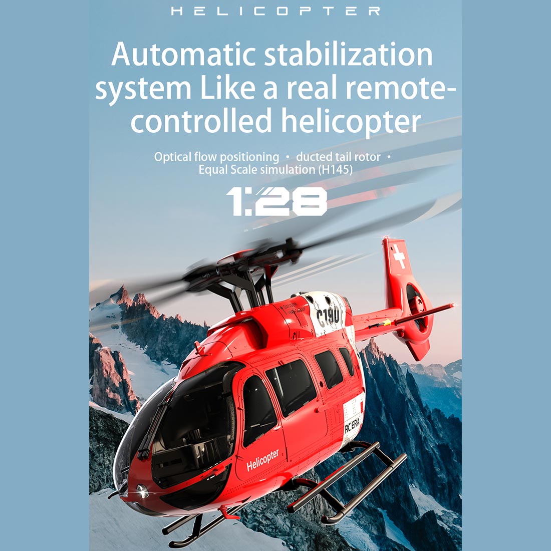 C190 1/30スケール H145 ヘリコプター 2.4G 6CH 単ローター ジャイロ飛行機モデル（RTF版）