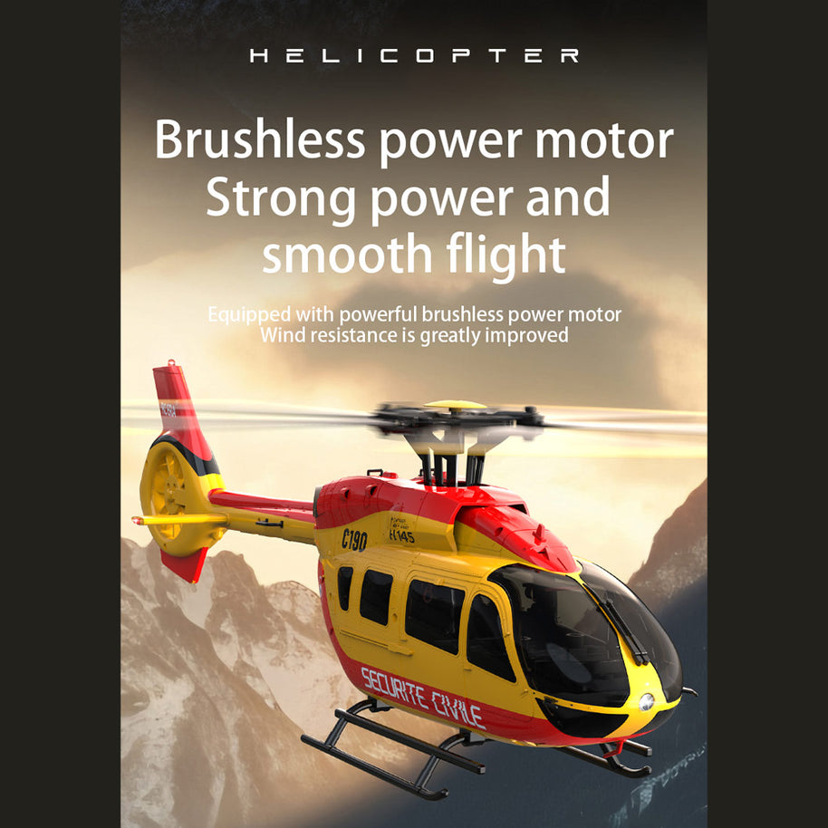 C190 1/30スケール H145 ヘリコプター 2.4G 6CH 単ローター ジャイロ飛行機モデル（RTF版）