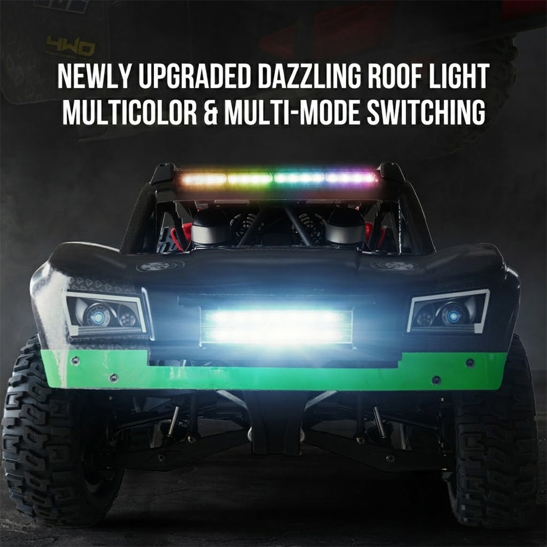 1/10スケール 2.4GHz 4WDブラシレスRCトラック 全地形 高速オフロードカー ジャイロ安定 金属ドライブトレイン LEDライト RTR