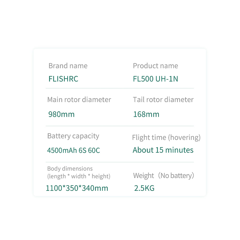 FLISHRC FL500 UH-1N 500クラス RCヘリコプター 2.4G 6CH FLISHRC L7 GPS4方式測位 リアルコックピット RTF版
