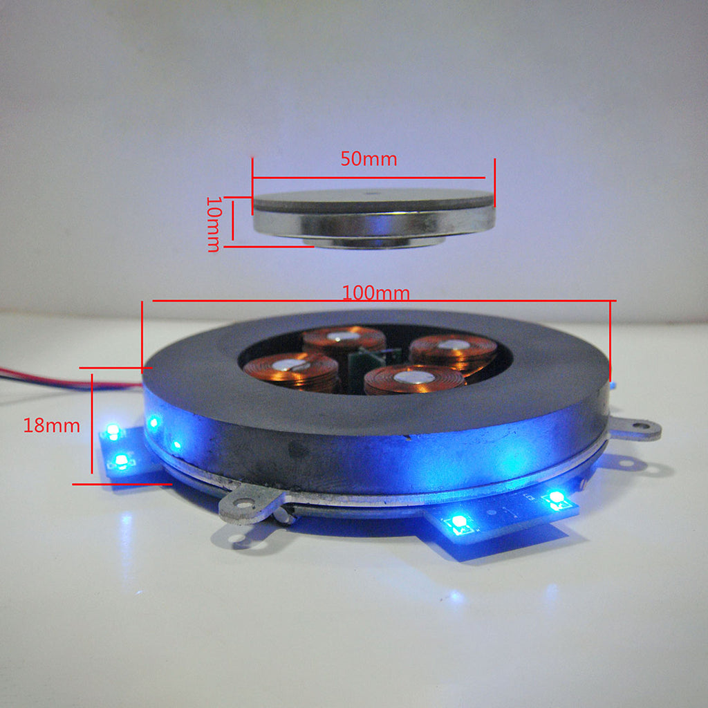 DIY磁気浮遊モジュール 科学実験キット LED発光付き マグネティックサスペンション 知育玩具 デスクテック装飾 耐荷重500g