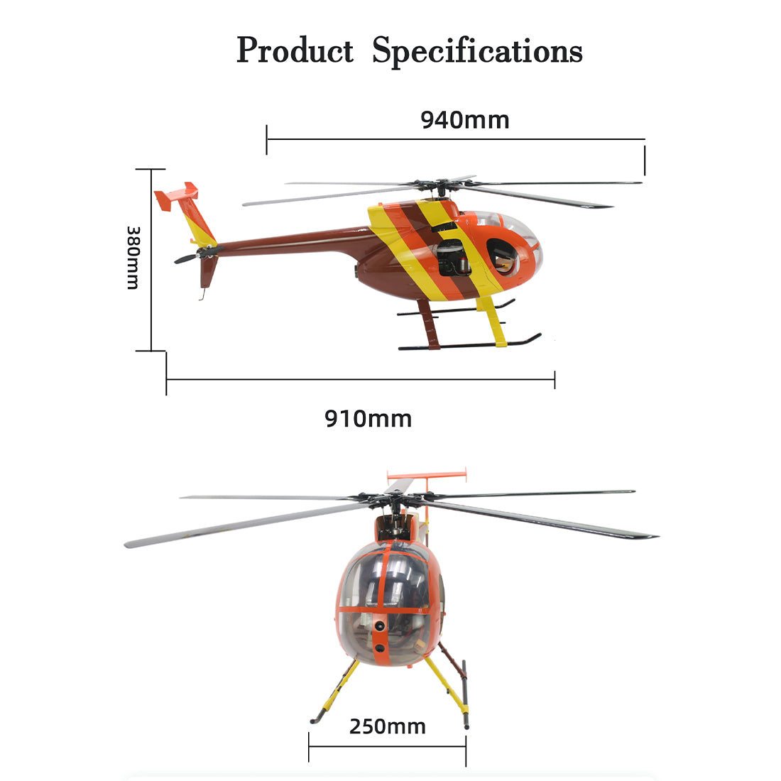 FLISHRC FL500 MD500 500クラス RCヘリコプター 2.4G 6CH FLISHRC L7飛行制御 GPS4方式測位 RTF版