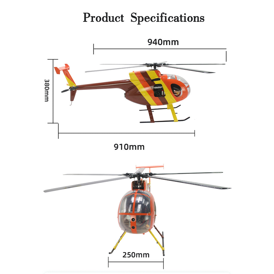 FLISHRC FL500 MD500 500クラス RCヘリコプター 2.4G 6CH FLISHRC L7飛行制御 GPS4方式測位 RTF版