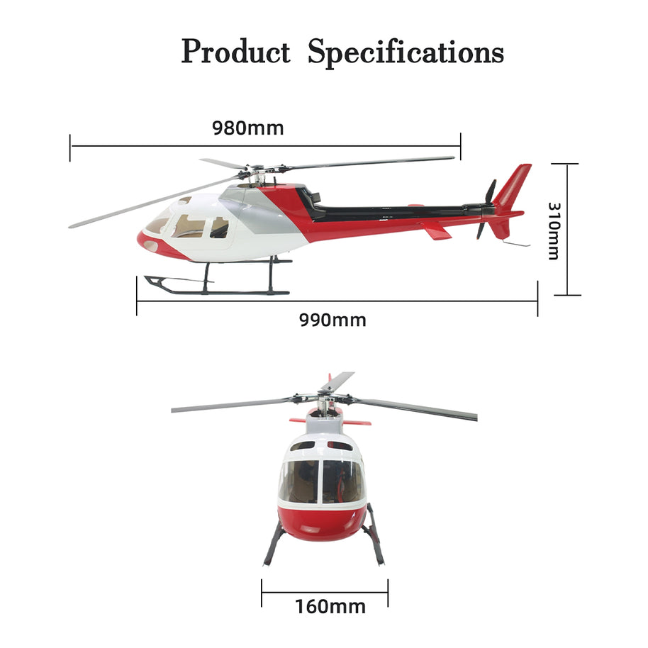 FLISHRC FL500 AS350 500クラス RCヘリコプター 2.4G 6CH FLISHRC L7飛行制御 GPS4方式測位 モード2 RTF版