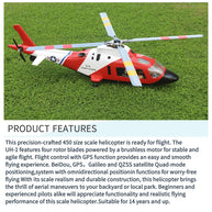 FLISHRC FL500 A109 500クラス ラジコンヘリコプター 2.4G 6チャンネル FLISHRC L7フライトコントローラー GPS4測位 モード2 RTFバージョン