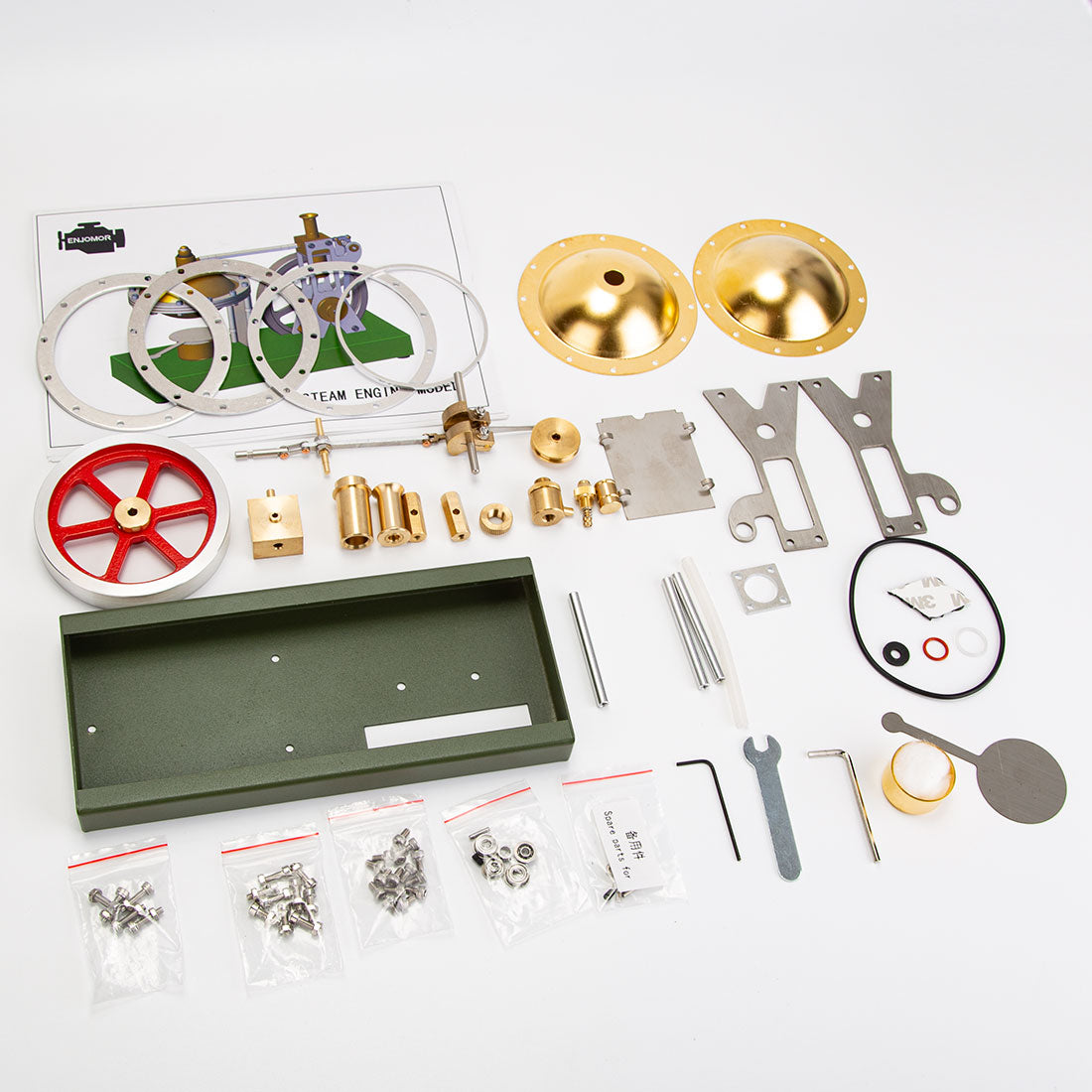 ENJOMOR DIY 組立キット レトロ縦型蒸気エンジン模型 球型ボイラー付き LED 等負荷接続可能 STEM 教材