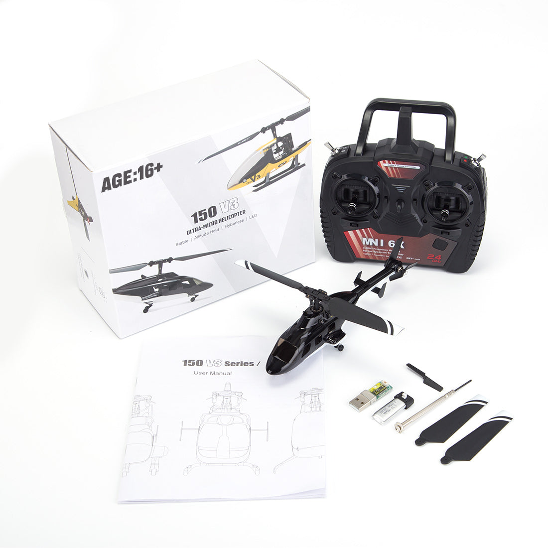 F150BL V3 Air-wolf RCヘリコプターモデル LEDライト付き（RTF版）