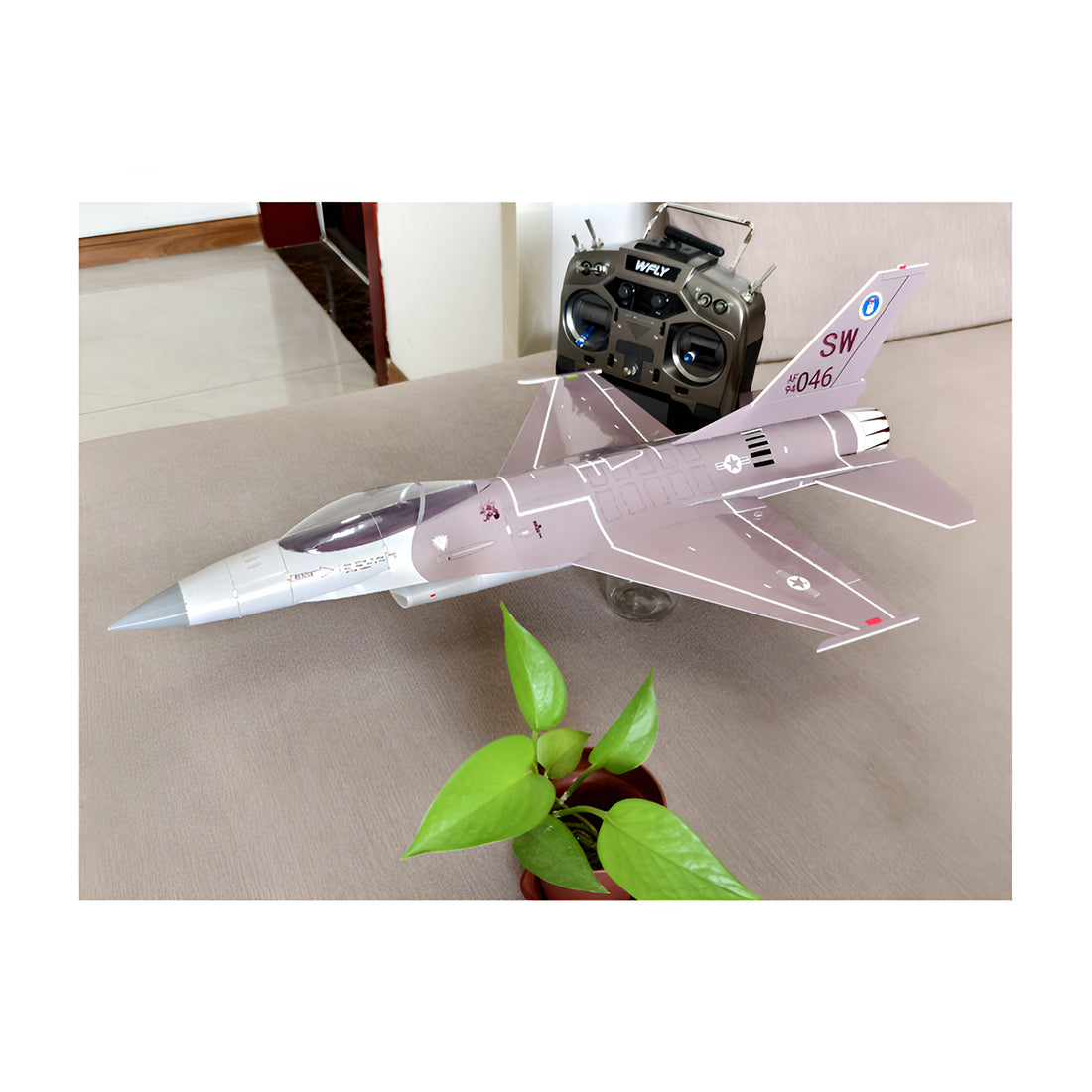 F-16 370mm翼幅 RC飛行機 30mmダクテッドファン DIY組立キット PNP ブラウン