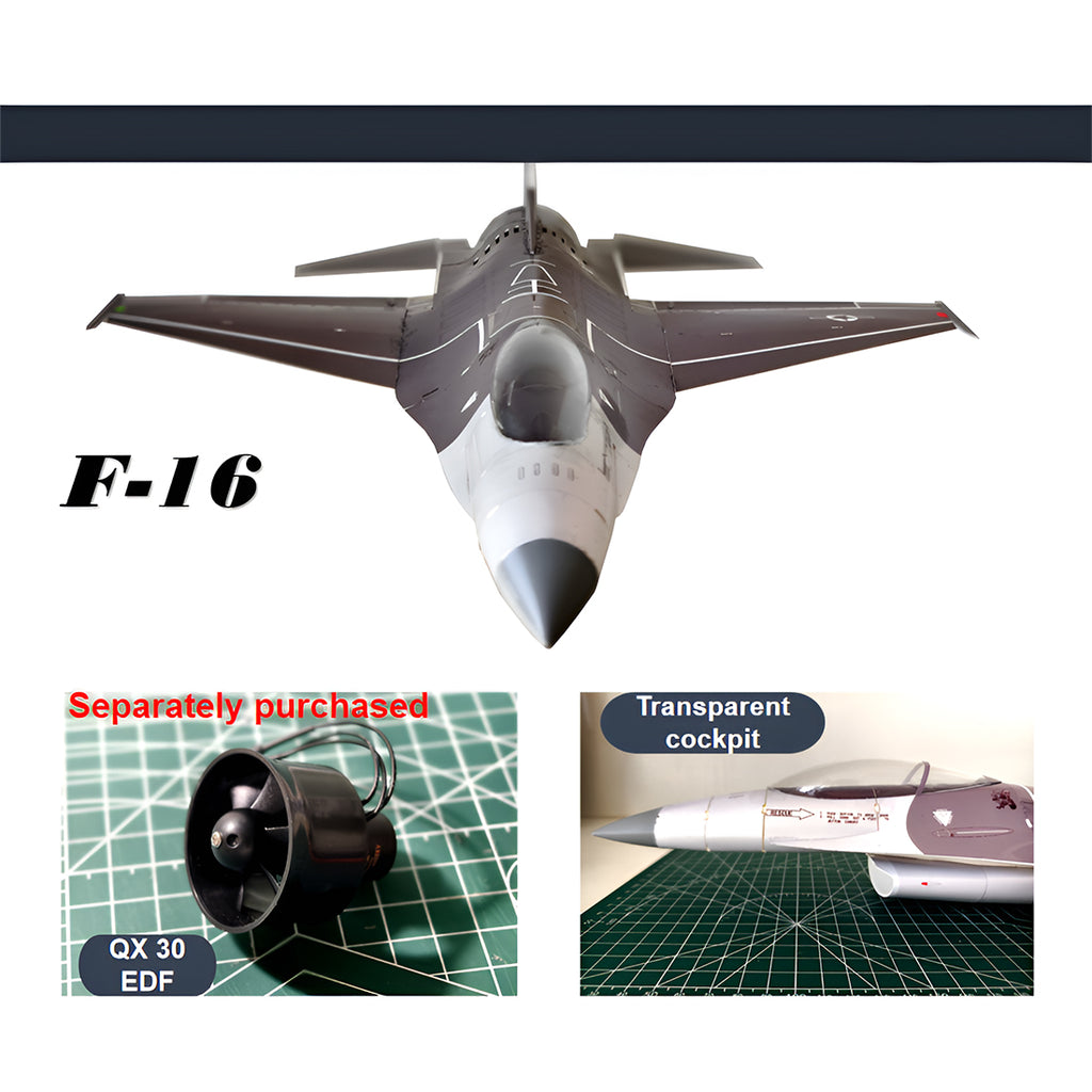 F-16 370mm翼幅 RC飛行機 30mmダクテッドファン DIY組立キット PNP ブラウン
