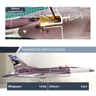 F-16 370mm翼幅 RC飛行機 30mmダクテッドファン DIY組立キット PNP ブラウン