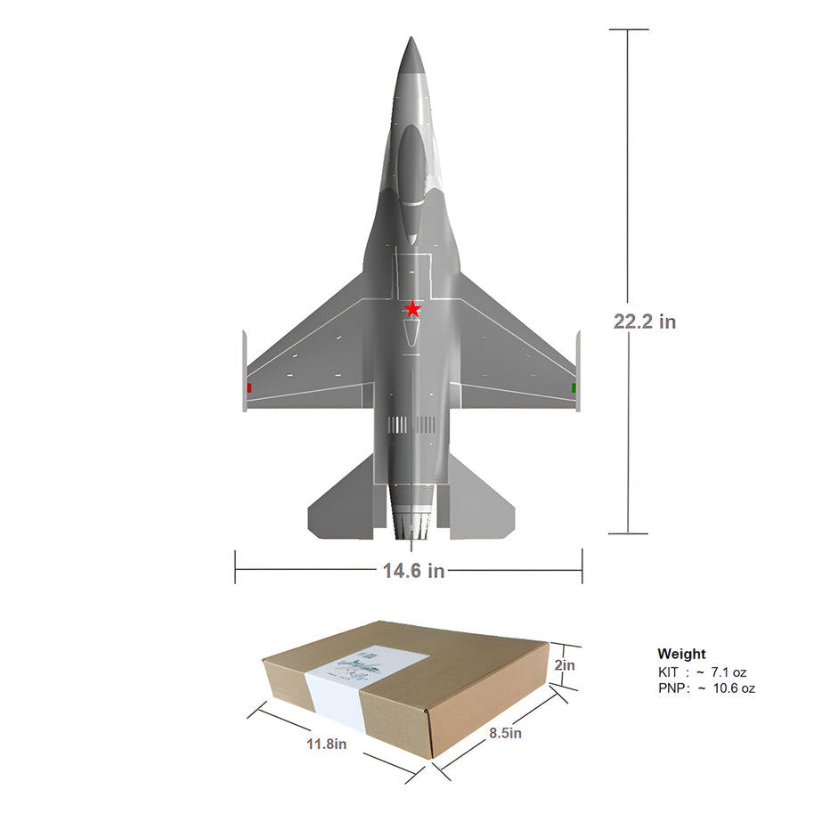 F-16 370mm翼幅 RC飛行機 30mmダクテッドファン DIY組立キット PNP ブラウン
