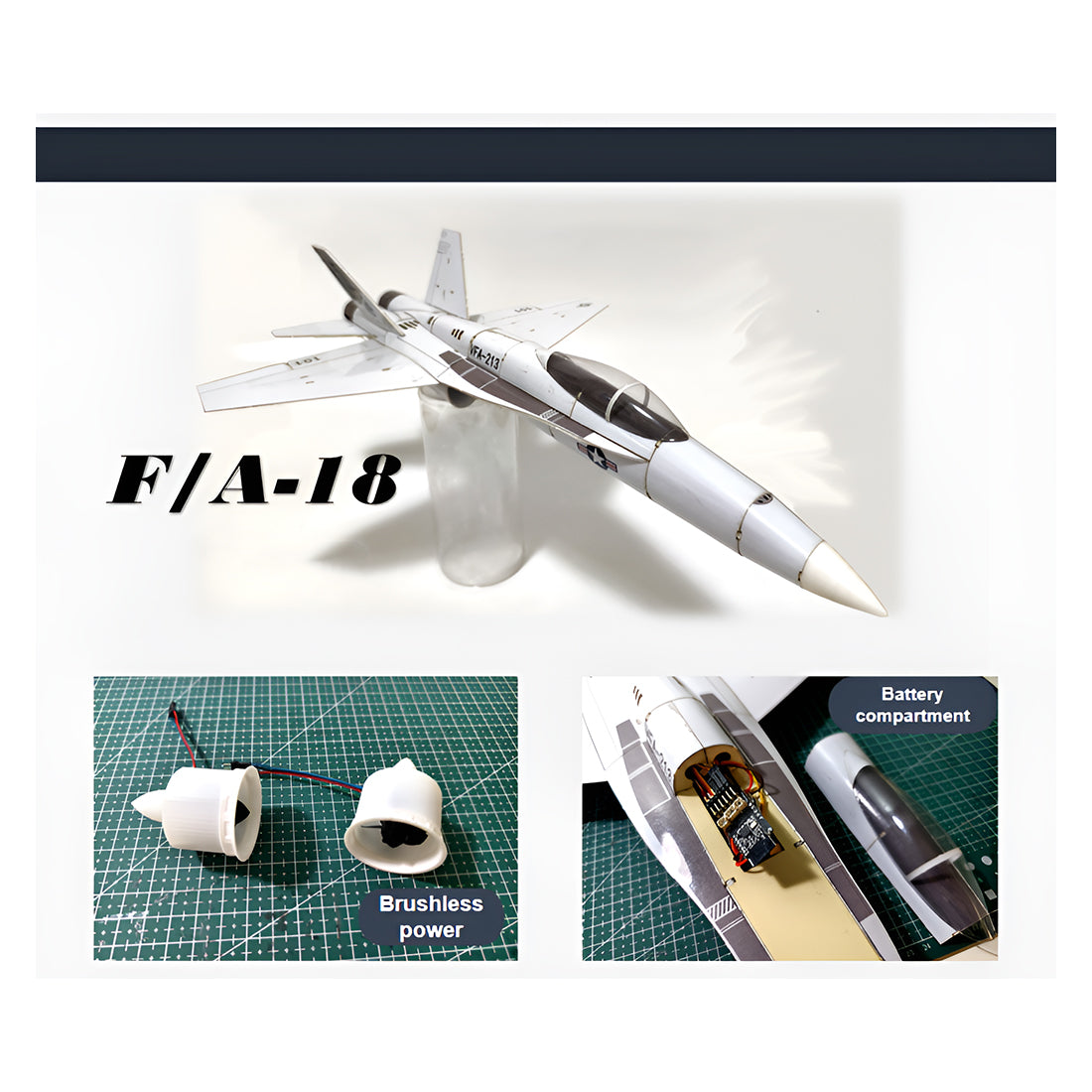 F-18 395mm翼幅 RC飛行機 デュアル30mmダクテッドファン DIY組立キット PNP グレー