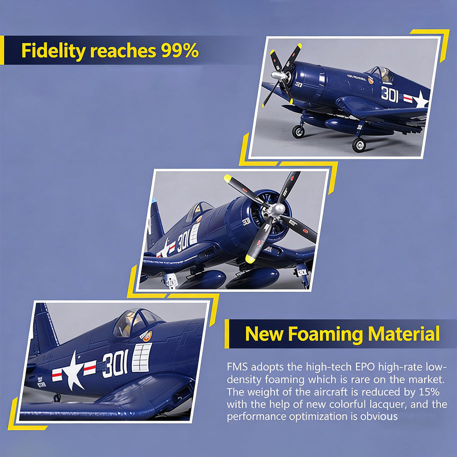 F4U 2.4G 4CH RC飛行機 800mm翼幅 EPP固定翼 第二次世界大戦スケールモデル PNP