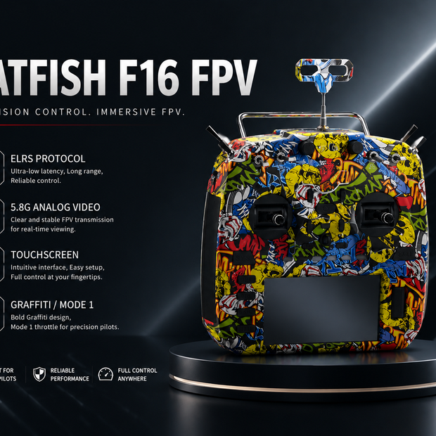 FATFISH F16 FPV送信機 ELRS 5.8G映像伝送 ホールジンバル タッチパネル | RTRHOBBYJP