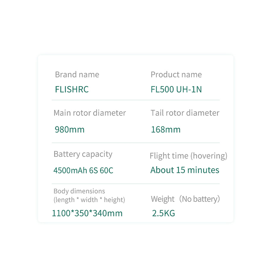 FLISHRC FL500 UH-1N 500クラス RCヘリコプター 2.4G 6CH FLISHRC L7 GPS4方式測位 リアルコックピット RTF版