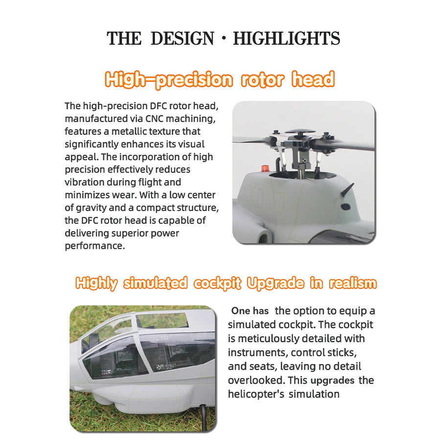 FL500 AH-1 500-Class 2.4G 6チャンネルスケール RCヘリコプターモデル（FLISHRC L7飛行コントローラー・4方式測位GPS・リアルコックピット対応｜RTF版）