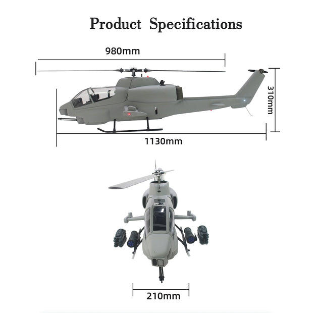 FL500 AH-1 500-Class 2.4G 6チャンネルスケール RCヘリコプターモデル（FLISHRC L7飛行コントローラー・4方式測位GPS・リアルコックピット対応｜RTF版）