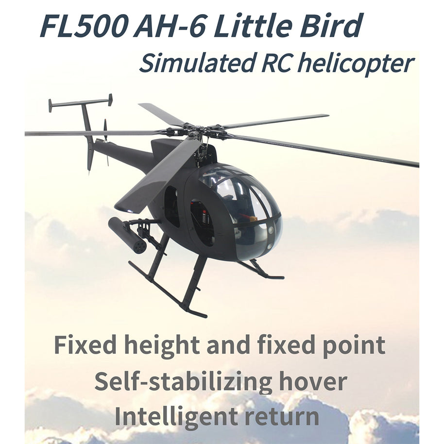FL500 AH-6 500-Class 2.4G 6チャンネルスケール RCヘリコプターモデル（FLISHRC L7飛行コントローラー・4方式測位GPS対応｜RTF/マットブラック仕様）