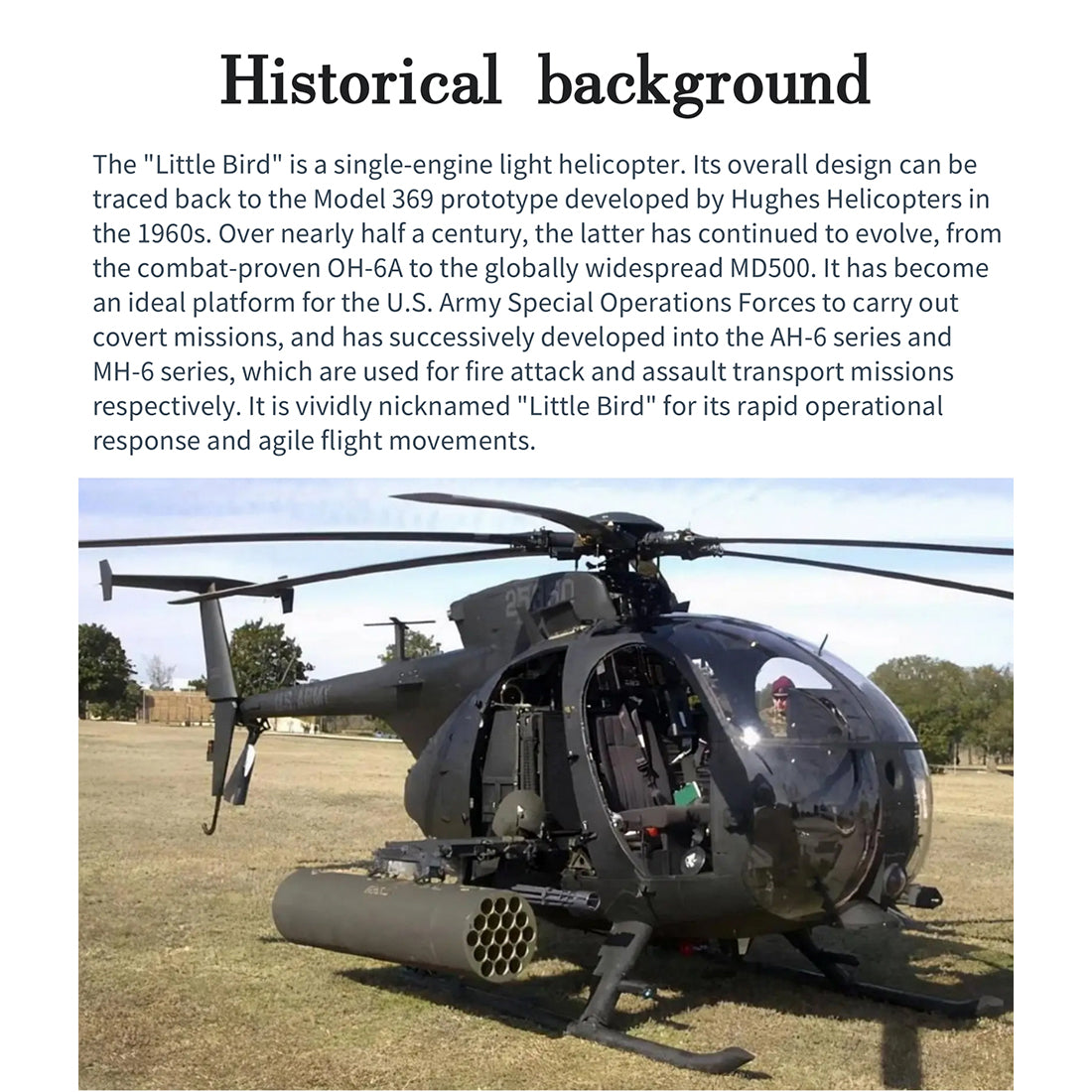 FL500 AH-6 500-Class 2.4G 6チャンネルスケール RCヘリコプターモデル（FLISHRC L7飛行コントローラー・4方式測位GPS対応｜RTF/マットブラック仕様）