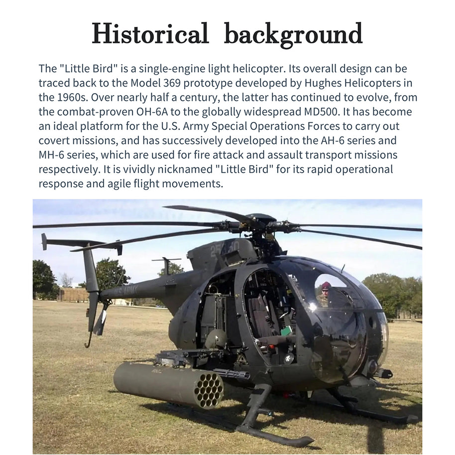 FL500 AH-6 500-Class 2.4G 6チャンネルスケール RCヘリコプターモデル（FLISHRC L7飛行コントローラー・4方式測位GPS対応｜RTF/マットブラック仕様）