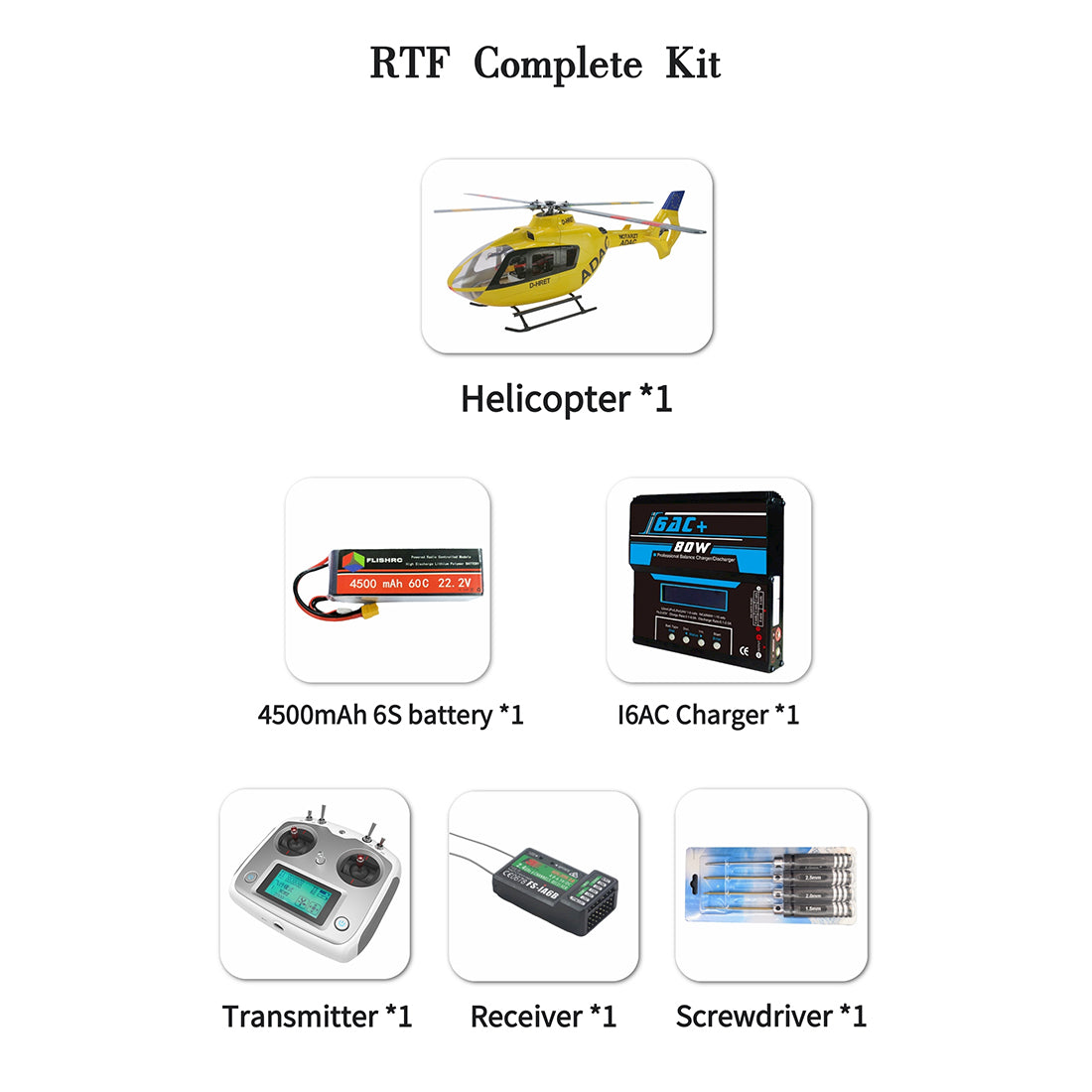 FL500 EC135 500-Class 2.4G 6チャンネルスケール RCヘリコプターモデル（FLISHRC L7飛行コントローラー・4方式測位GPS対応｜RTFバージョン）
