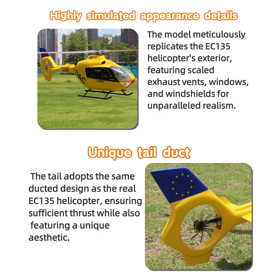 FL500 EC135 500-Class 2.4G 6チャンネルスケール RCヘリコプターモデル（FLISHRC L7飛行コントローラー・4方式測位GPS対応｜RTFバージョン）