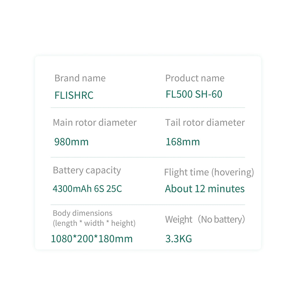 FLISHRC FL500 SH-60ヘリ｜500クラス GPS4モード測位 L7フライトコントローラー グラスファイバー機体 RTF