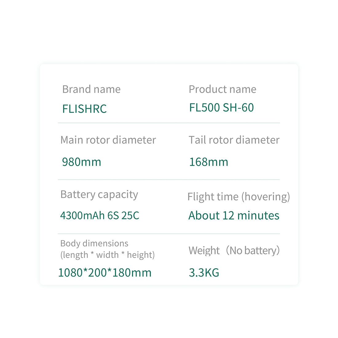 FLISHRC FL500 SH-60ヘリ｜500クラス GPS4モード測位 L7フライトコントローラー グラスファイバー機体 RTF