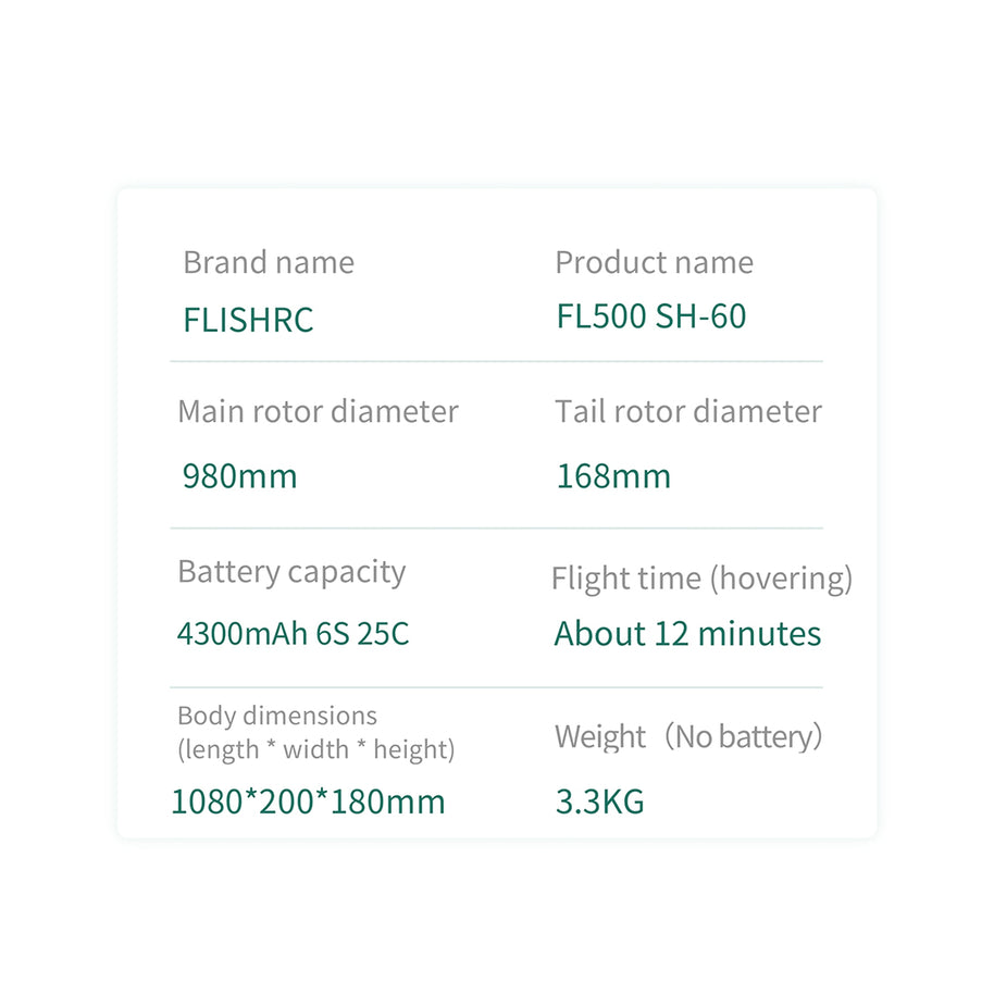 FLISHRC FL500 SH-60ヘリ｜500クラス GPS4モード測位 L7フライトコントローラー グラスファイバー機体 RTF