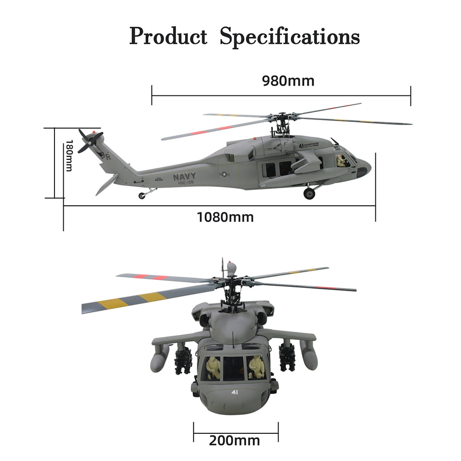 FLISHRC FL500 SH-60ヘリ｜500クラス GPS4モード測位 L7フライトコントローラー グラスファイバー機体 RTF