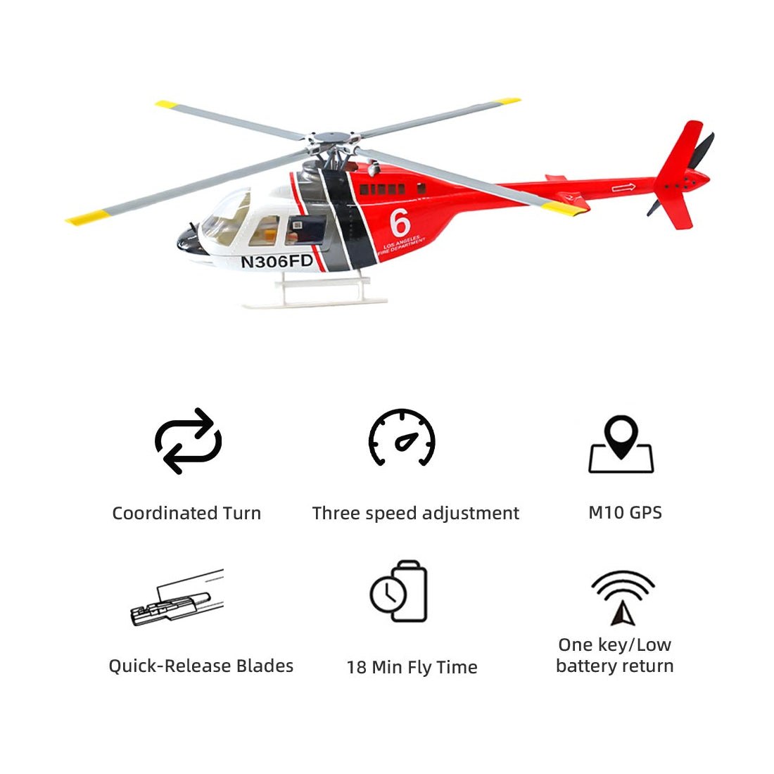 FLYWING Bell-206-V4 470クラス 6CHスケールヘリ 本体キット | 送信機別売り 技適不要