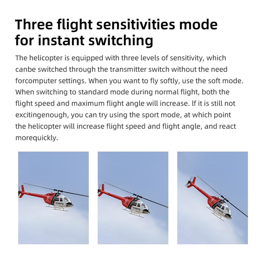 FLYWING Bell-206-V3 470クラス RCヘリコプター 2.4G 6CH GPS搭載 Model1/2切替 RTF完成品