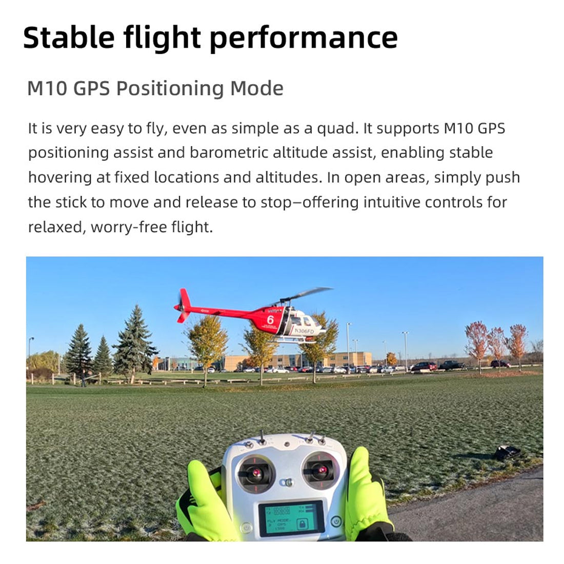 FLYWING Bell-206-V3 470クラス RCヘリコプター 2.4G 6CH GPS搭載 Model1/2切替 RTF完成品
