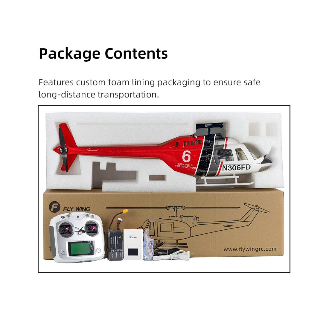 FLYWING Bell-206-V3 470クラス RCヘリコプター 2.4G 6CH GPS搭載 Model1/2切替 RTF完成品