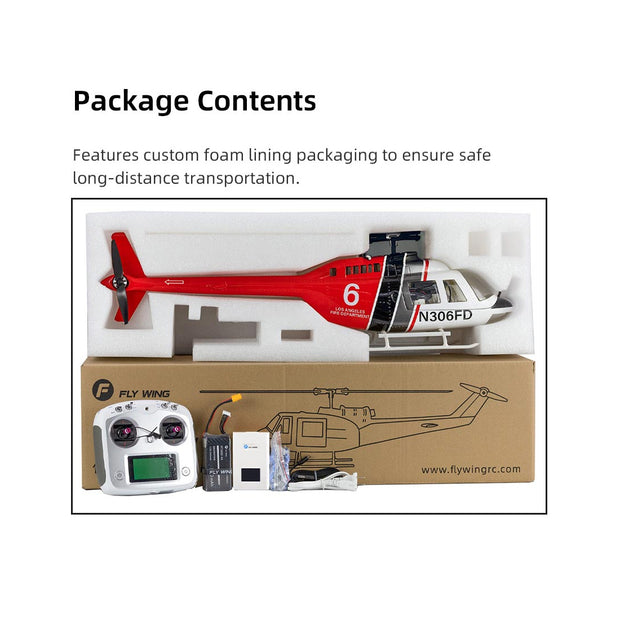 FLYWING Bell-206-V3 470 クラス RC ヘリコプター 2.4G 6 CH Model1/2 切替可能 RTF バージョン