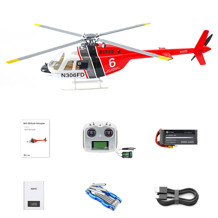 FLYWING Bell-206-V3 470クラス RCヘリコプター 2.4G 6CH GPS搭載 Model1/2切替 RTF完成品