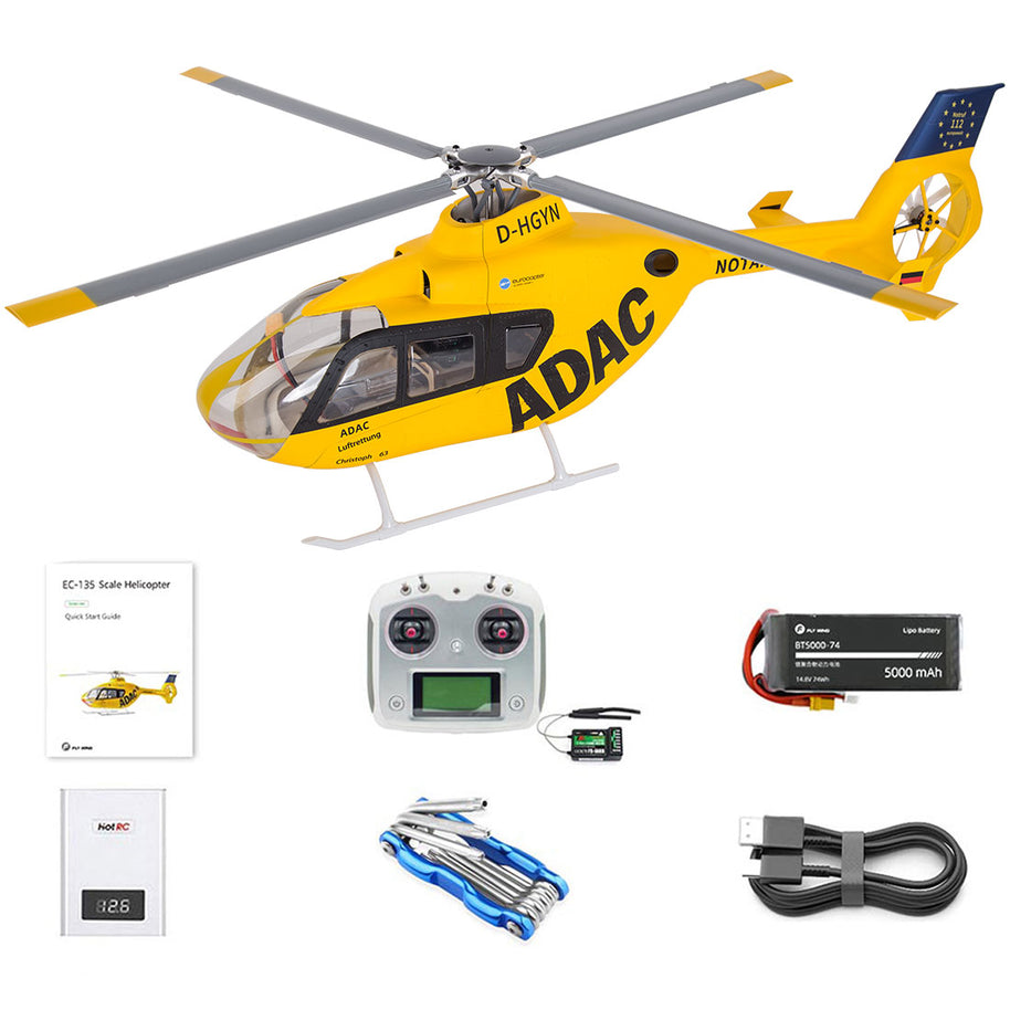 FLYWING EC135 470クラス RCシミュレーションヘリコプター 2.4G 6CH GPS搭載 4個クイックデタッチプロペラ RTF版 Model1/Model2切替