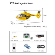 FLYWING EC135 470クラス RCシミュレーションヘリコプター 2.4G 6CH GPS搭載 4個クイックデタッチプロペラ RTF版 Model1/Model2切替