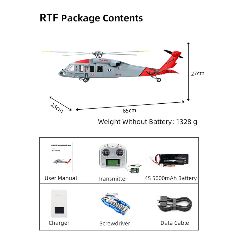 FLYWING MH-60R 470クラス RC軍用ヘリコプター 2.4G 6CH ACEフライトコントローラー GPS測位 左右ハンドコントロール