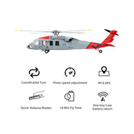 FLYWING MH-60R 470クラス RC軍用ヘリコプター 2.4G 6CH ACEフライトコントローラー GPS測位 左右ハンドコントロール