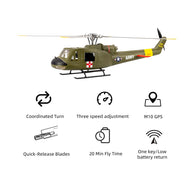 FLYWING UH1-V4 Huey 470クラス RC軍用ヘリコプター 2.4G 6CH Model1/Model2切替 RTF版