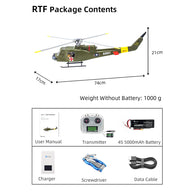 FLYWING UH1-V4 Huey 470クラス RC軍用ヘリコプター 2.4G 6CH Model1/Model2切替 RTF版