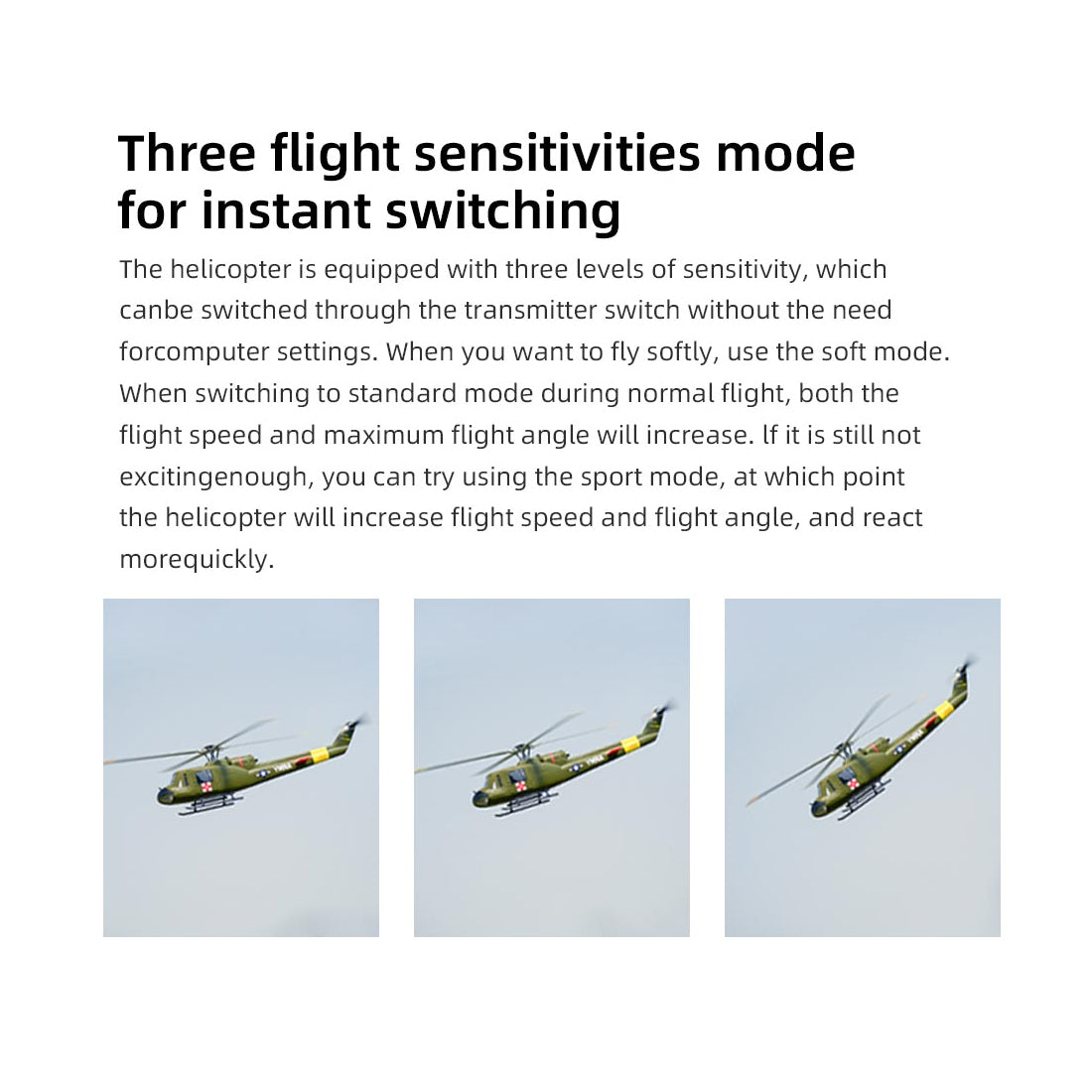 FLYWING UH1-V4 Huey 470クラス RC軍用ヘリコプター 2.4G 6CH Model1/Model2切替 RTF版