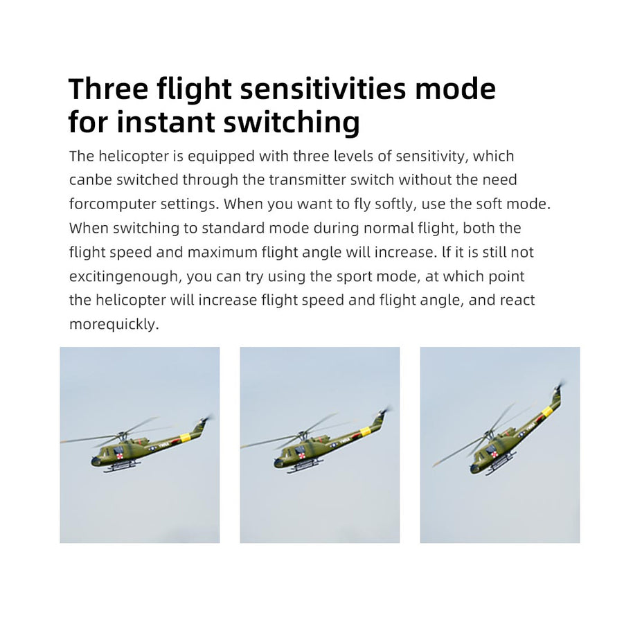 FLYWING UH1-V4 Huey 470クラス RC軍用ヘリコプター 2.4G 6CH Model1/Model2切替 RTF版