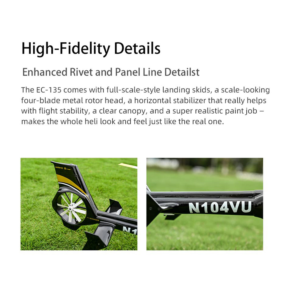 FLYWING EC135 470 クラス 6CH RC スケールヘリコプター RTF ブラックゴールド｜Mode1/Mode2 切替 GPS 搭載