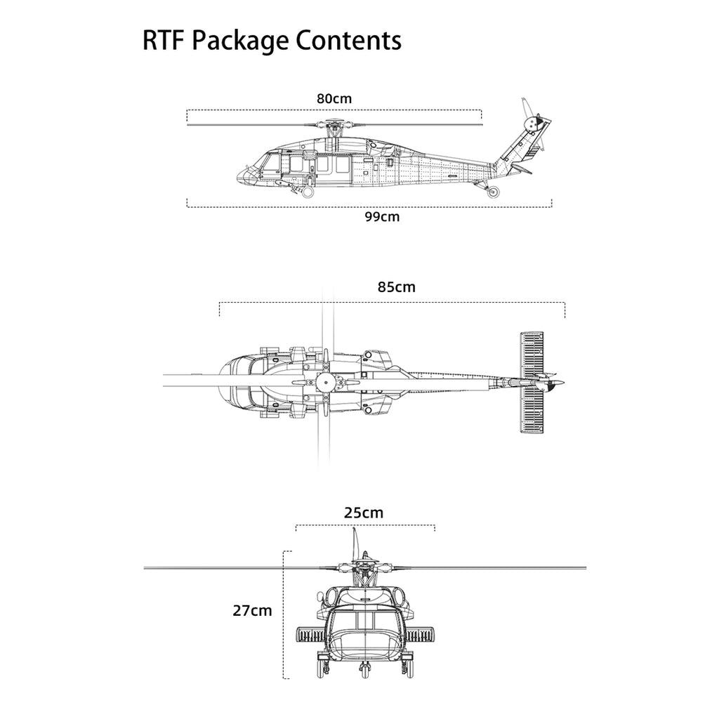 FLYWING UH‑60L 470 クラス 6CH スケール RC 軍用ヘリ RTF ブラックゴールド｜Mode1/Mode2 切替 GPS 搭載