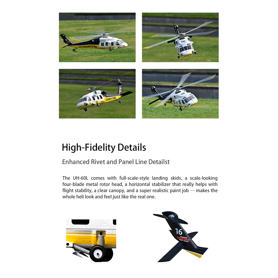 FLYWING UH‑60L 470 クラス 6CH スケール RC 軍用ヘリ RTF ブラックゴールド｜Mode1/Mode2 切替 GPS 搭載