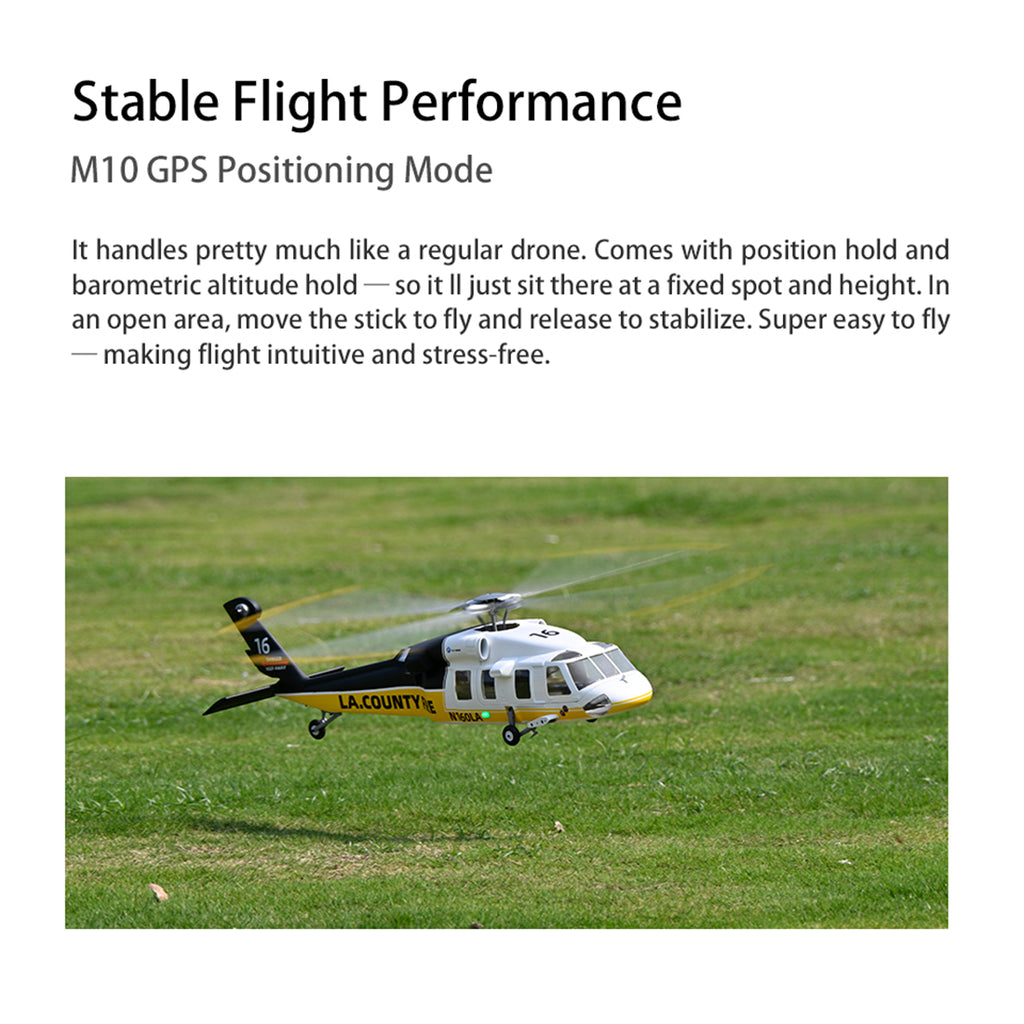 FLYWING UH‑60L 470 クラス 6CH スケール RC 軍用ヘリ RTF ブラックゴールド｜Mode1/Mode2 切替 GPS 搭載
