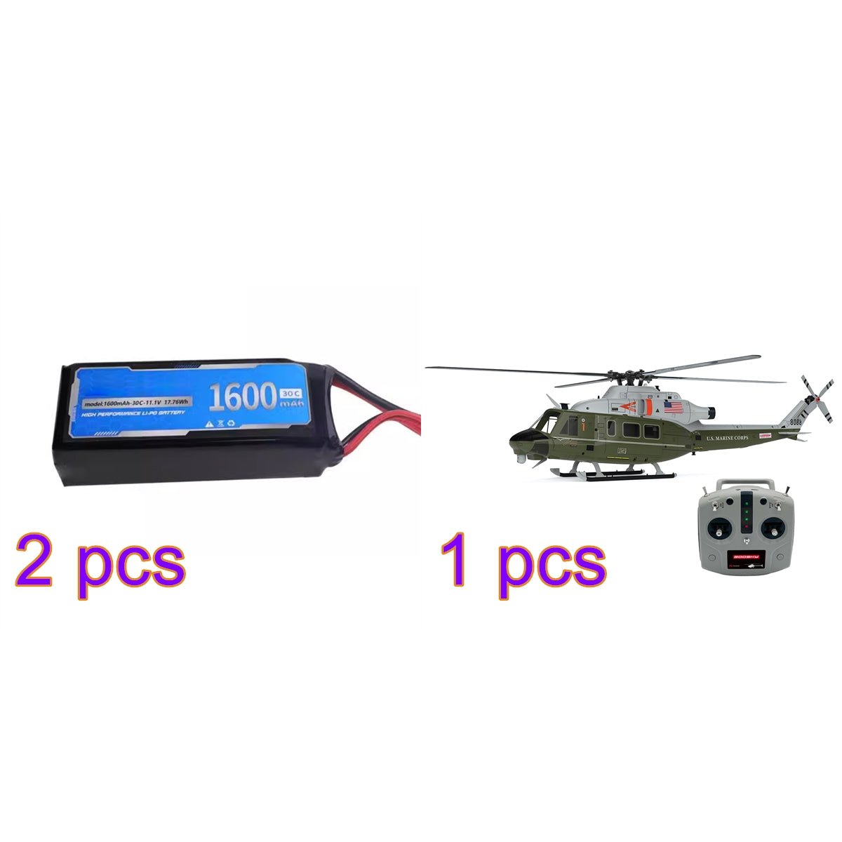 【NEW】GOOSKY E2 UH-1Y 2.4G 6CH ミリタリーグリーン  RTF｜技適シール